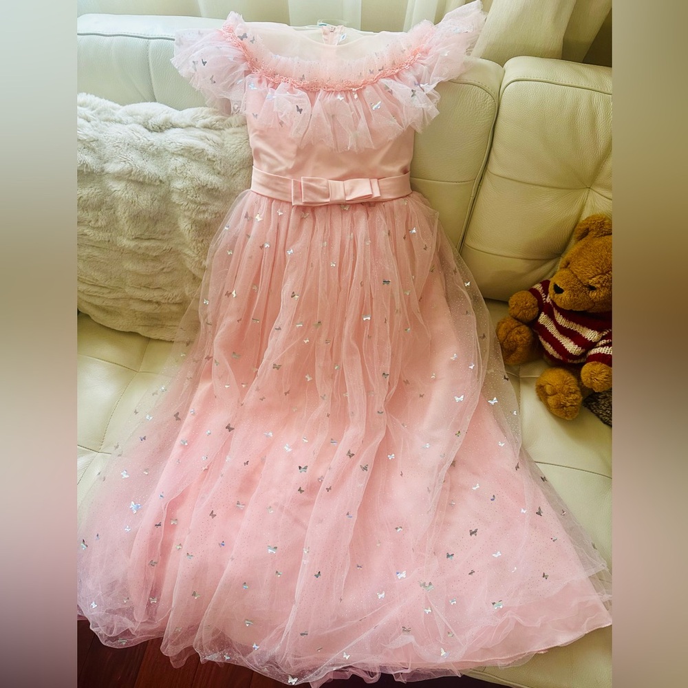 “SOLD” Pink Tulle Dress with Silver Accents